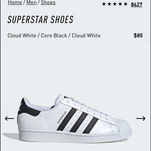 Men’s adidas super star shoes. New. Size 9 1/2.